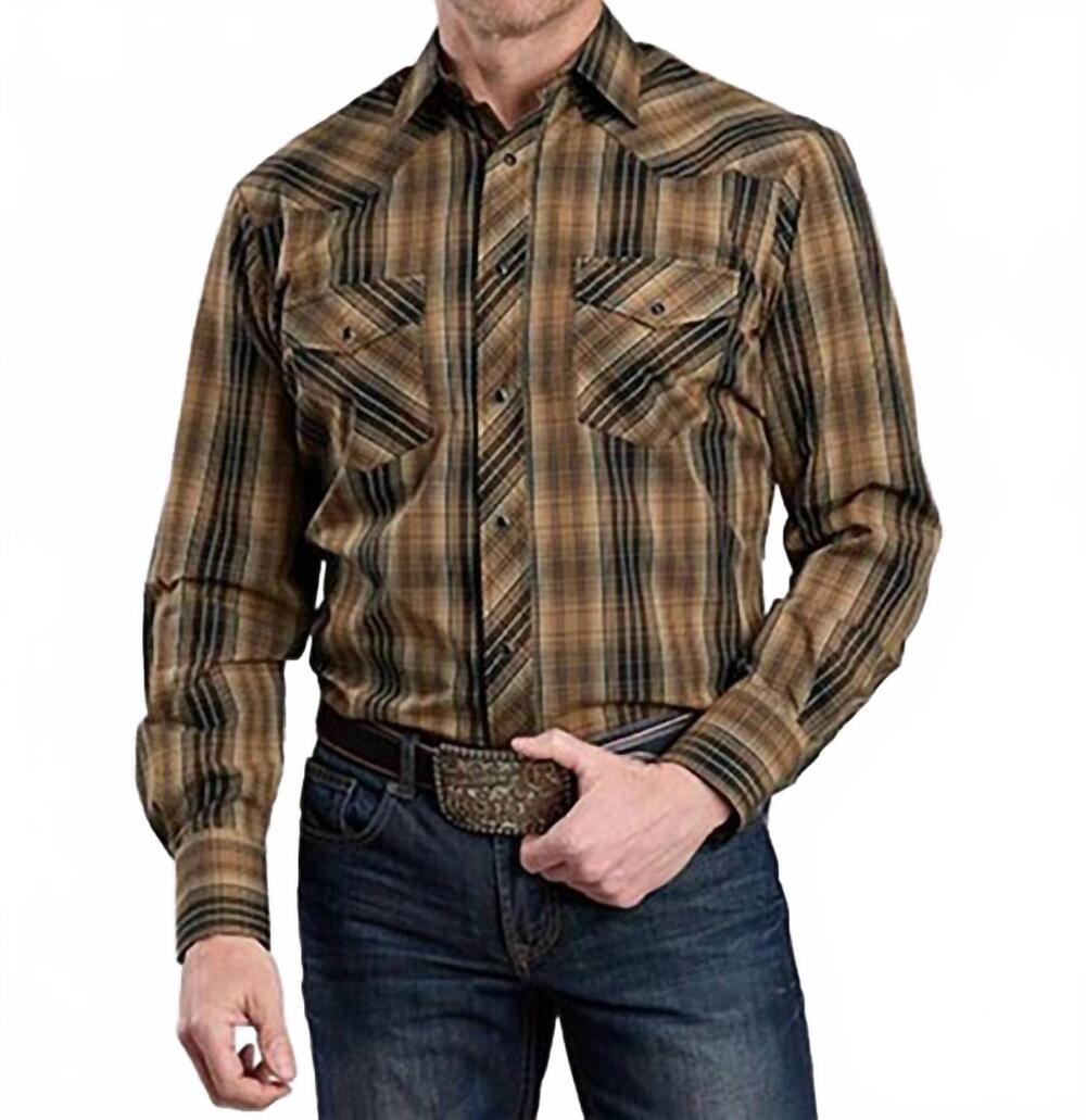 NEW ROPER classic snap western shirt in brown